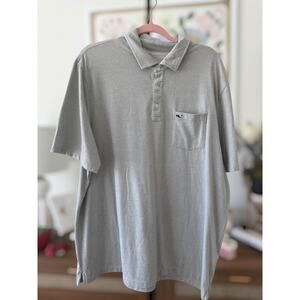 Vineyard Vines Classic Fit Pocket Short Sleeve Logo Polo Shirt Gray Mens Size XL